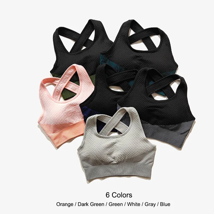 Sport Bra Sexy Back Padded Cross Straps Top Shockproof