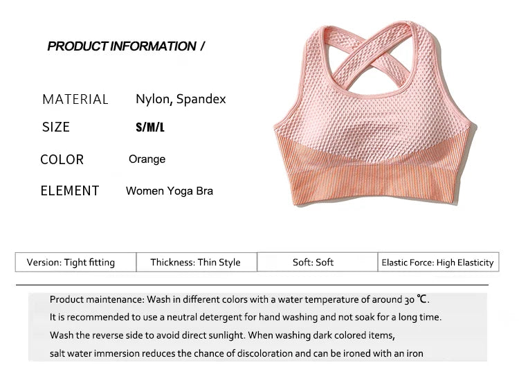 Sport Bra Sexy Back Padded Cross Straps Top Shockproof