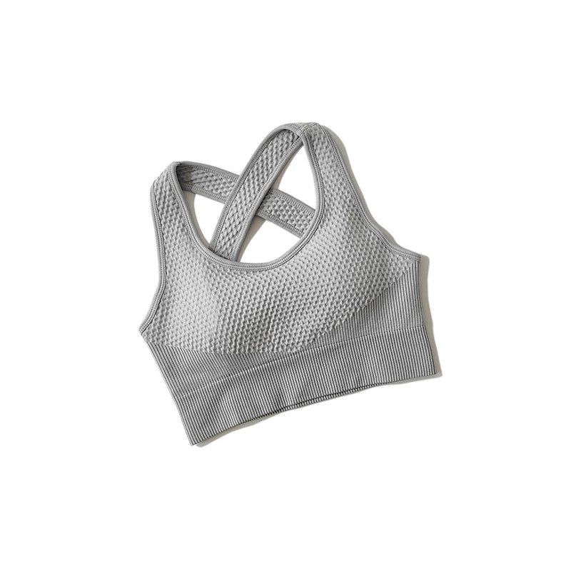 Sport Bra Sexy Back Padded Cross Straps Top Shockproof