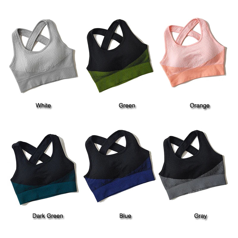 Sport Bra Sexy Back Padded Cross Straps Top Shockproof