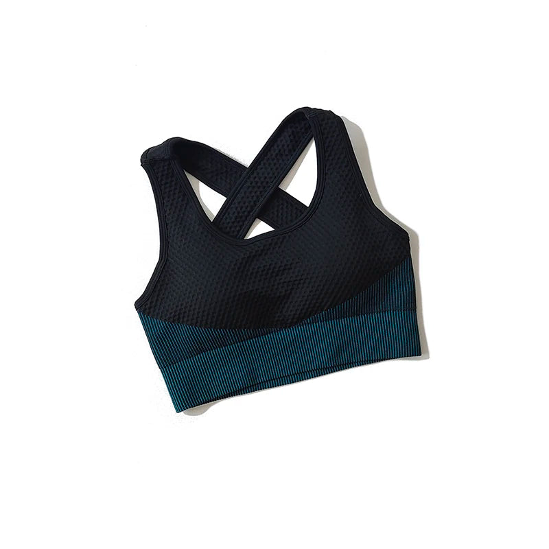 Sport Bra Sexy Back Padded Cross Straps Top Shockproof