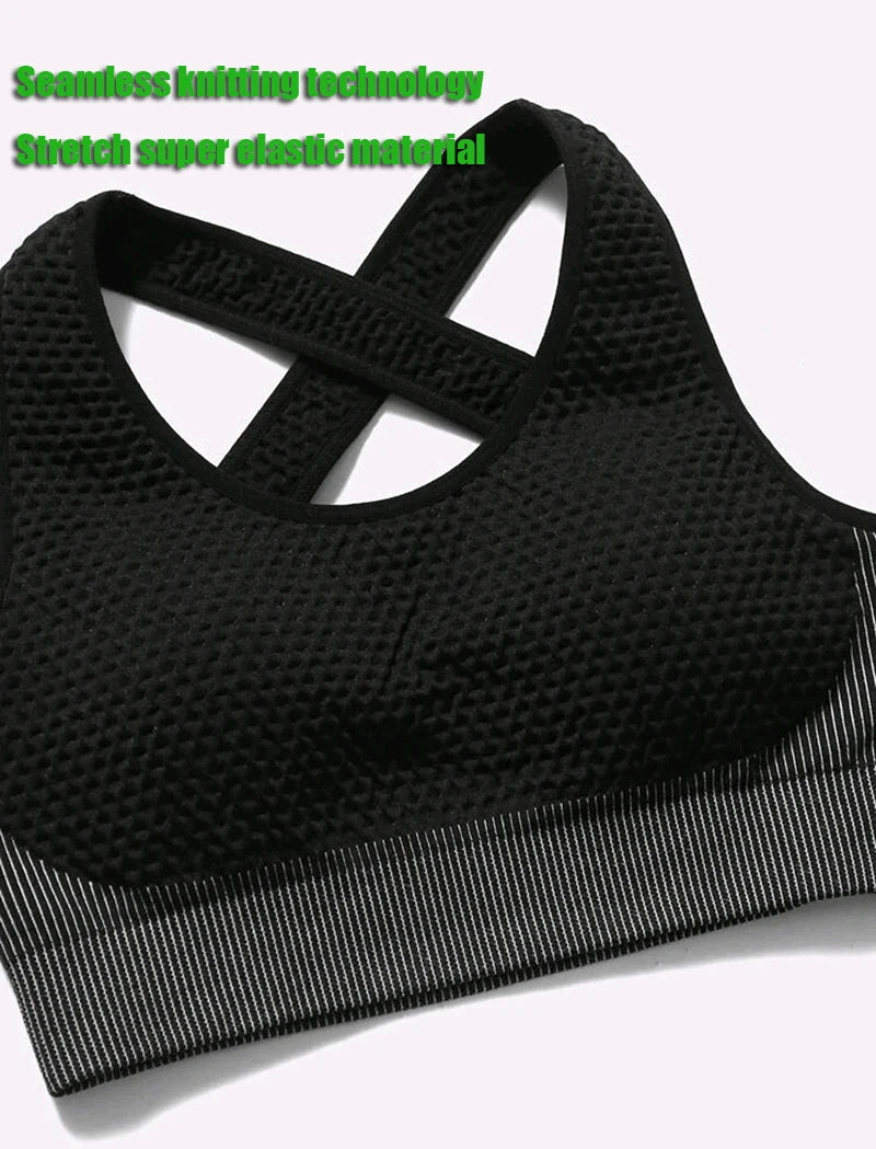 Sport Bra Sexy Back Padded Cross Straps Top Shockproof