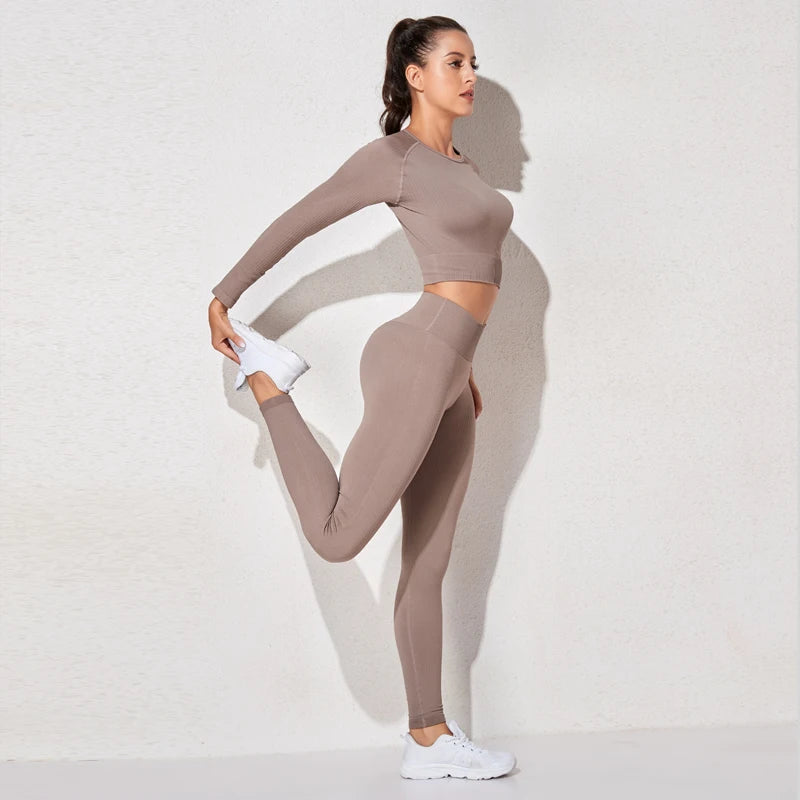 Women Sports Suitirends Ribbed Fashion Set