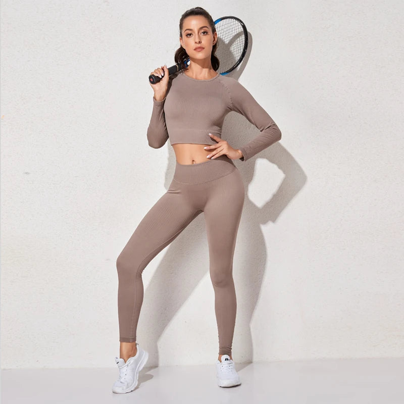 Women Sports Suitirends Ribbed Fashion Set