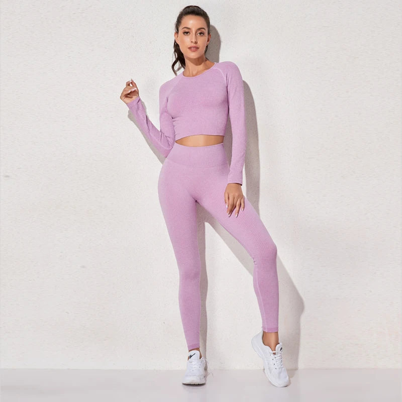 Women Sports Suitirends Ribbed Fashion Set
