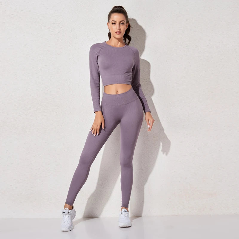 Women Sports Suitirends Ribbed Fashion Set