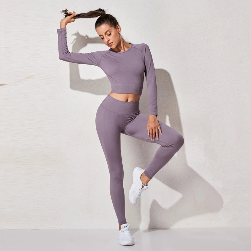 Women Sports Suitirends Ribbed Fashion Set