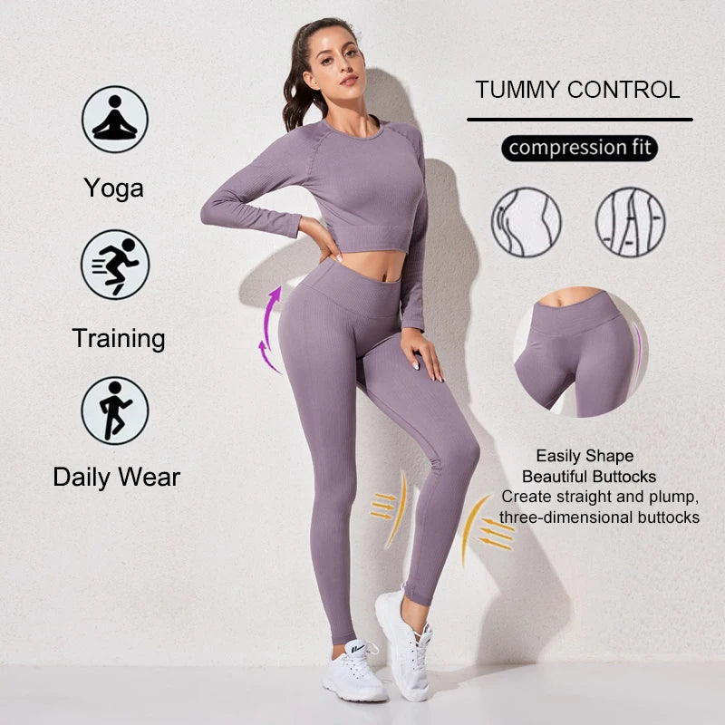 Women Sports Suitirends Ribbed Fashion Set