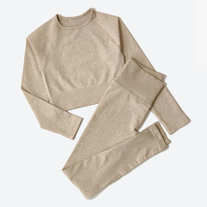 Women Sports Suitirends Ribbed Fashion Set