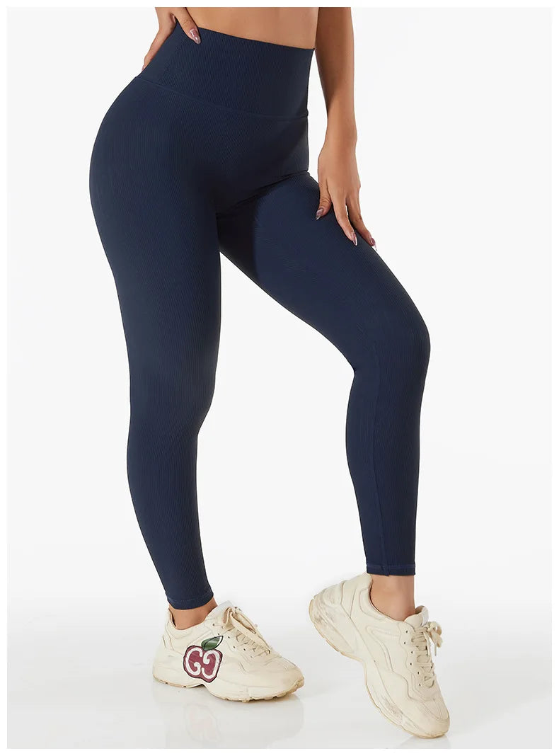 High Waist Yoga Pants New Ribbed Seamless Gym Leggings Sport Women Fitness Female Legging Tummy Control Running Tights