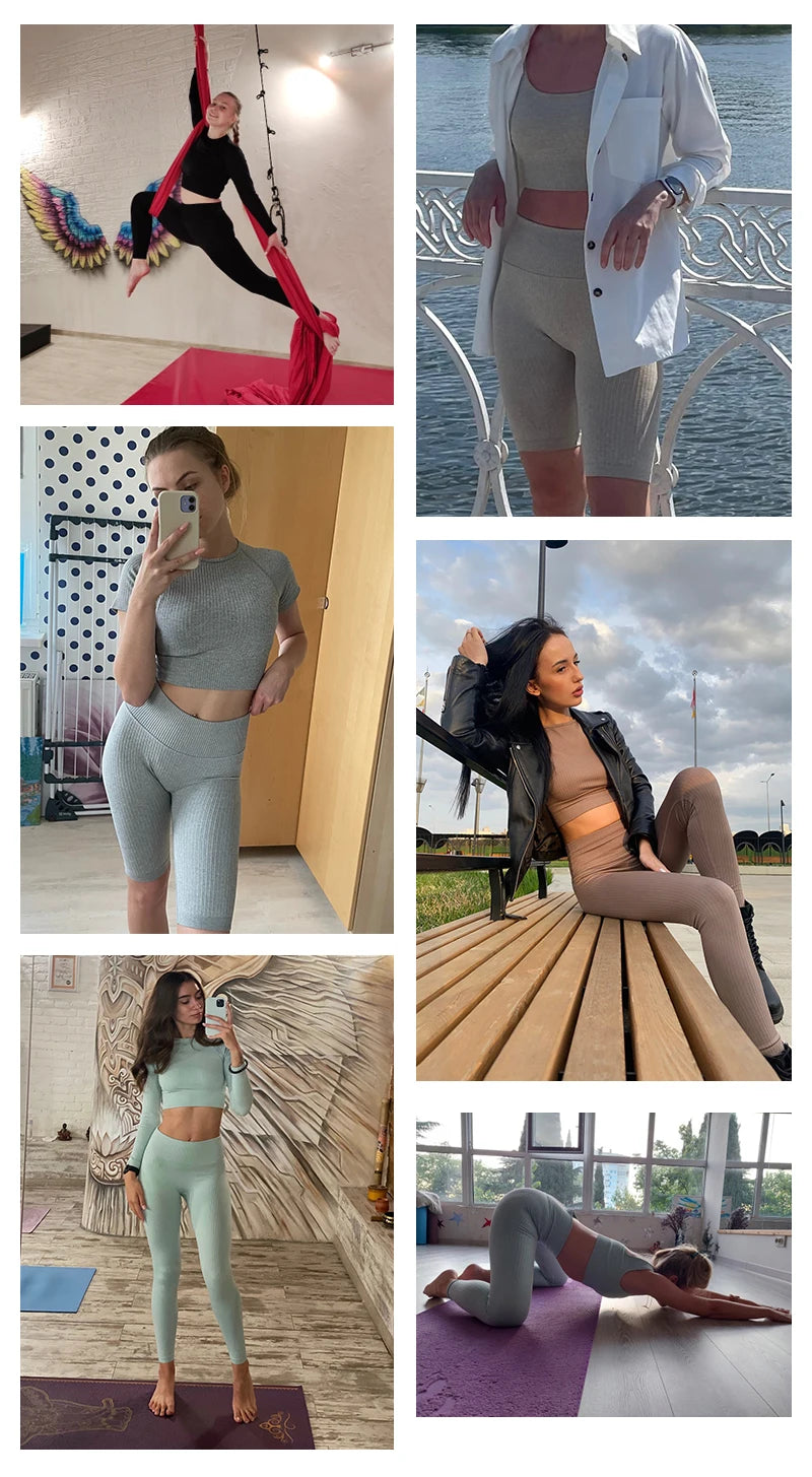 Women Sports Suitirends Ribbed Fashion Set