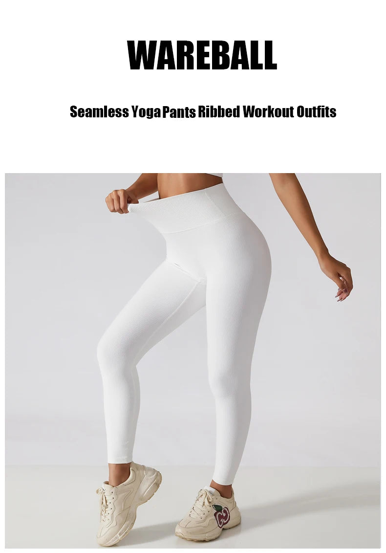 High Waist Yoga Pants New Ribbed Seamless Gym Leggings Sport Women Fitness Female Legging Tummy Control Running Tights