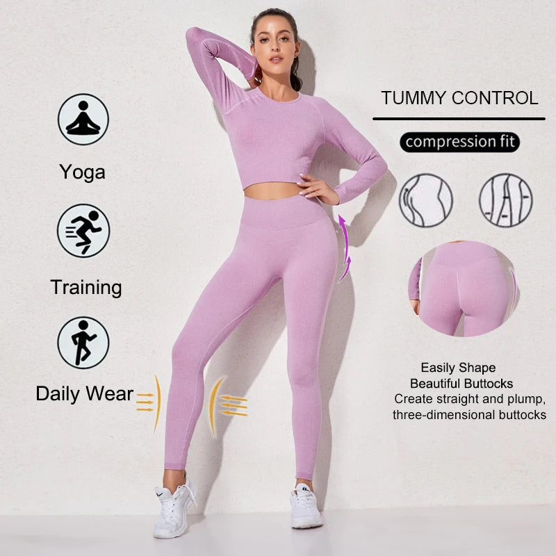 Women Sports Suitirends Ribbed Fashion Set