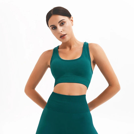 Tank Top Women Female Gym Yoga Bra Padded Sports Bra Removable Workout Push Up Crop Top Fitness Bra Athletic Sportswear