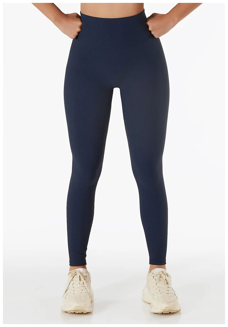High Waist Yoga Pants New Ribbed Seamless Gym Leggings Sport Women Fitness Female Legging Tummy Control Running Tights