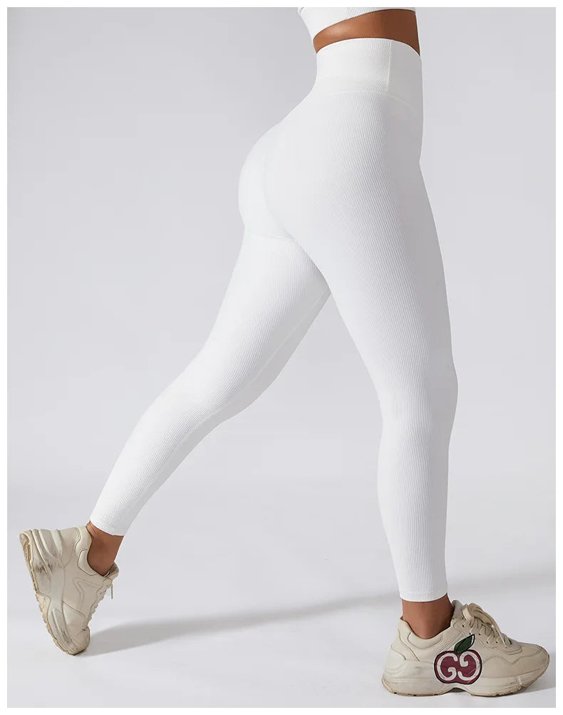High Waist Yoga Pants New Ribbed Seamless Gym Leggings Sport Women Fitness Female Legging Tummy Control Running Tights