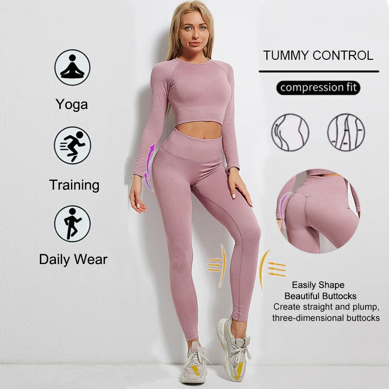 Women Sports Suitirends Ribbed Fashion Set