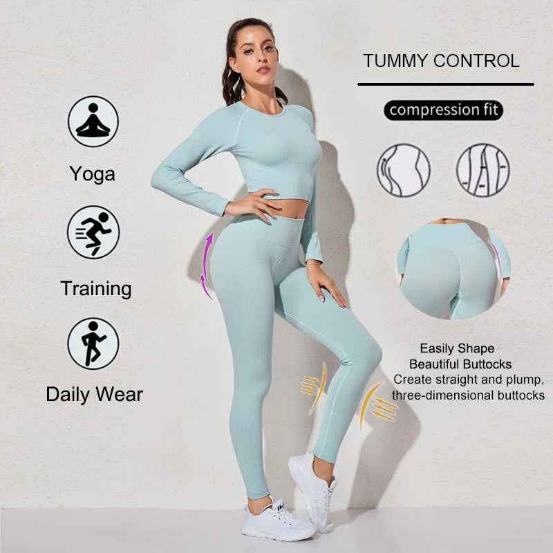 Women Sports Suitirends Ribbed Fashion Set
