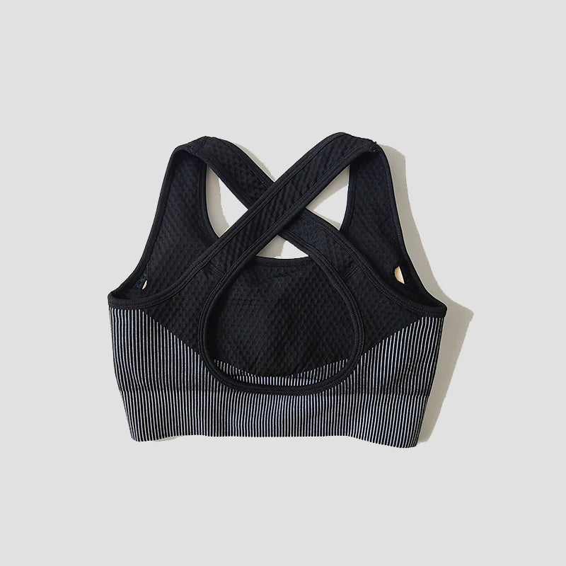 Sport Bra Sexy Back Padded Cross Straps Top Shockproof